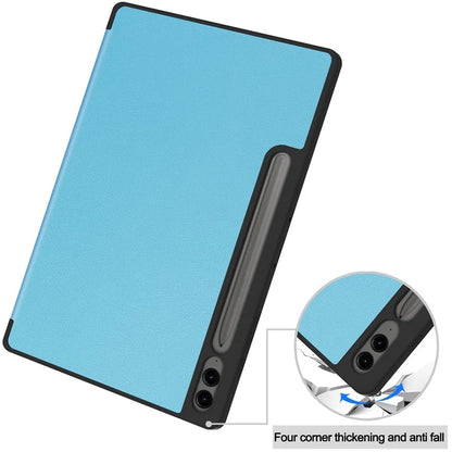 For Samsung Galaxy Tab S10+ Case PU Leather+TPU Trifold Stand Tablet Cover with Pencil Holder