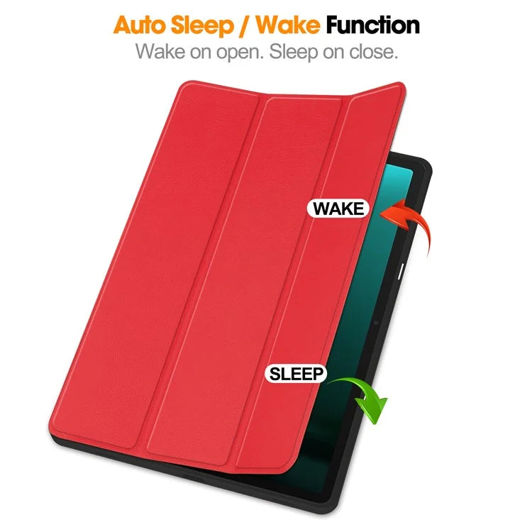 For Samsung Galaxy Tab S10+ Case PU Leather+TPU Trifold Stand Tablet Cover with Pencil Holder