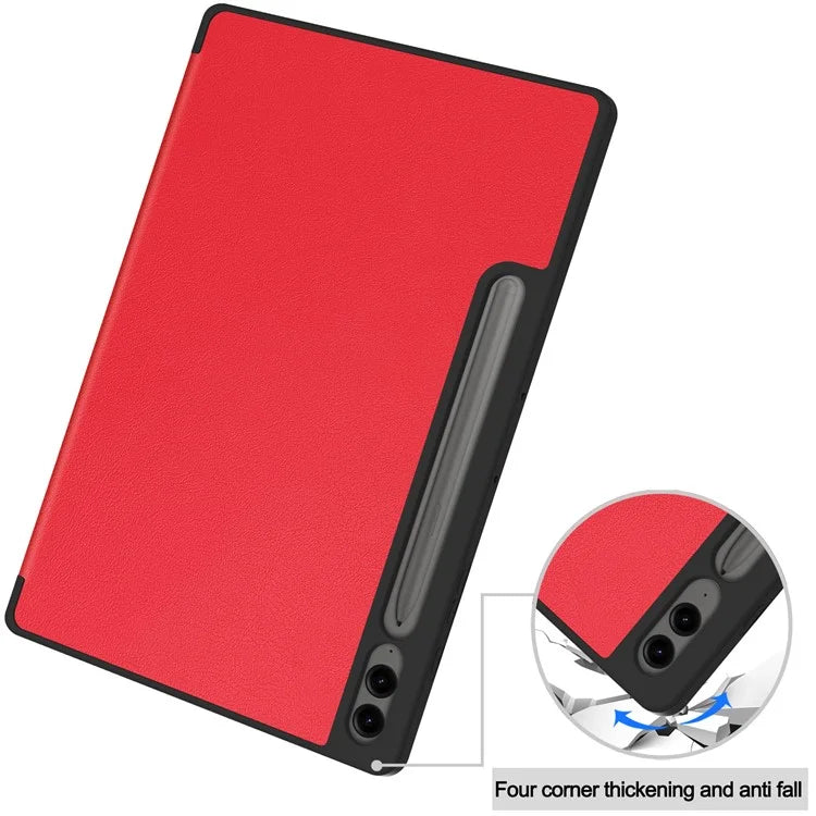 For Samsung Galaxy Tab S10+ Case PU Leather+TPU Trifold Stand Tablet Cover with Pencil Holder