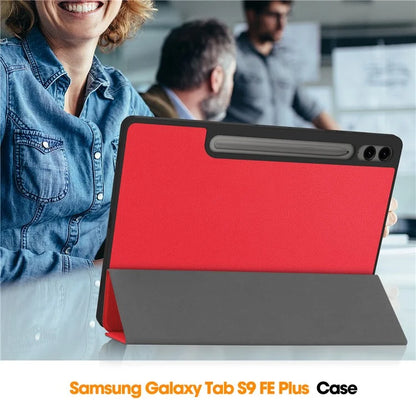 For Samsung Galaxy Tab S10+ Case PU Leather+TPU Trifold Stand Tablet Cover with Pencil Holder