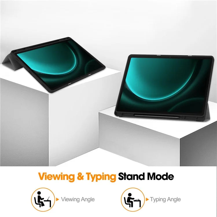 For Samsung Galaxy Tab S10+ Case PU Leather+TPU Trifold Stand Tablet Cover with Pencil Holder