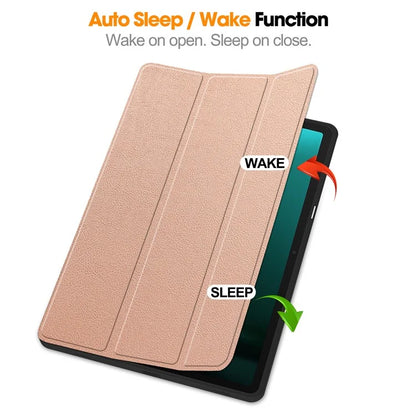 For Samsung Galaxy Tab S10+ Case PU Leather+TPU Trifold Stand Tablet Cover with Pencil Holder