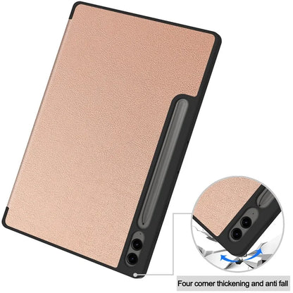 For Samsung Galaxy Tab S10+ Case PU Leather+TPU Trifold Stand Tablet Cover with Pencil Holder