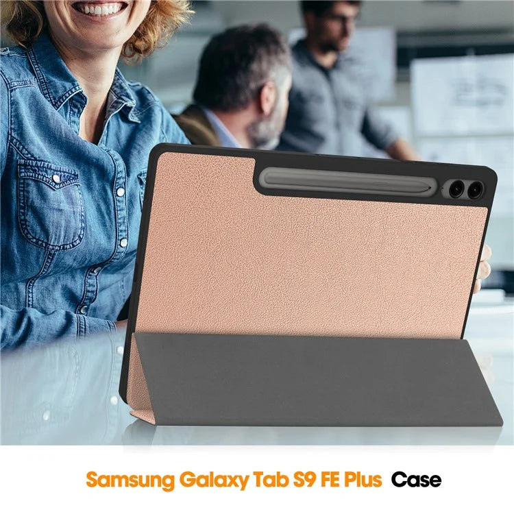 For Samsung Galaxy Tab S10+ Case PU Leather+TPU Trifold Stand Tablet Cover with Pencil Holder