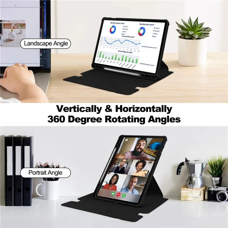 For Samsung Galaxy Tab S10 Plus Case 360° Rotary Stand PU Leather+Acrylic Tablet Cover (Without Keyboard)