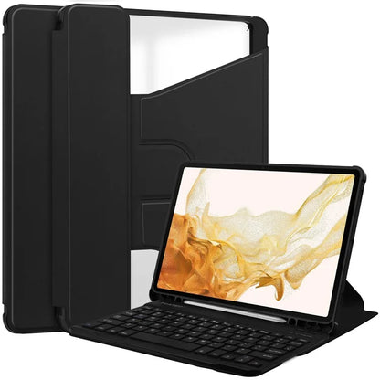 For Samsung Galaxy Tab S10+ Case 360° Rotary Stand PU Leather+Acrylic Tablet Cover (With Keyboard)