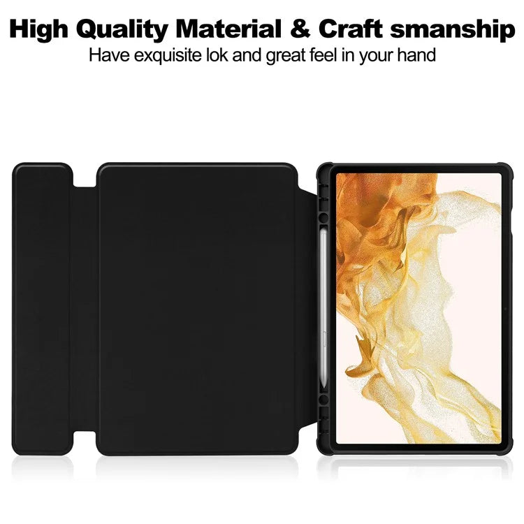 For Samsung Galaxy Tab S10+ Case 360° Rotary Stand PU Leather+Acrylic Tablet Cover (With Keyboard)