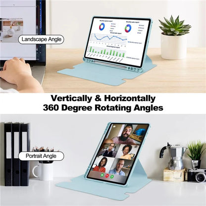 For Samsung Galaxy Tab S10+ Case 360° Rotary Stand PU Leather+Acrylic Tablet Cover (With Keyboard)