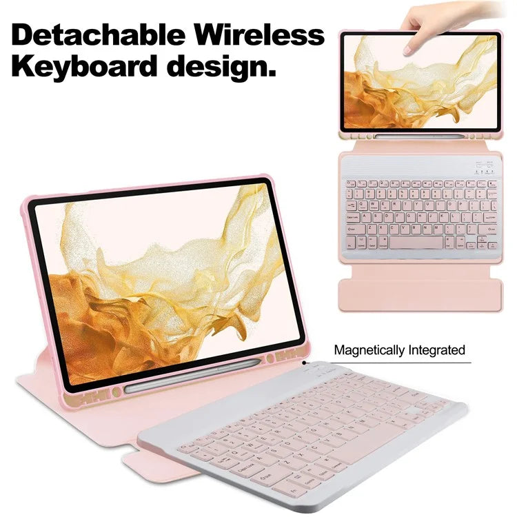 For Samsung Galaxy Tab S10+ Case 360° Rotary Stand PU Leather+Acrylic Tablet Cover (With Keyboard)