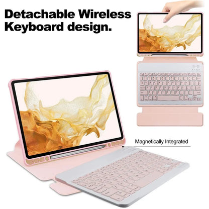 For Samsung Galaxy Tab S10+ Case 360° Rotary Stand PU Leather+Acrylic Tablet Cover (With Keyboard)