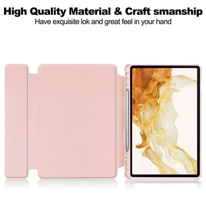 For Samsung Galaxy Tab S10+ Case 360° Rotary Stand PU Leather+Acrylic Tablet Cover (With Keyboard)