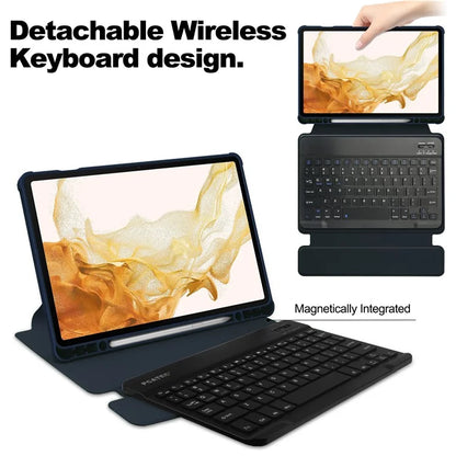 For Samsung Galaxy Tab S10+ Case 360° Rotary Stand PU Leather+Acrylic Tablet Cover (With Keyboard)