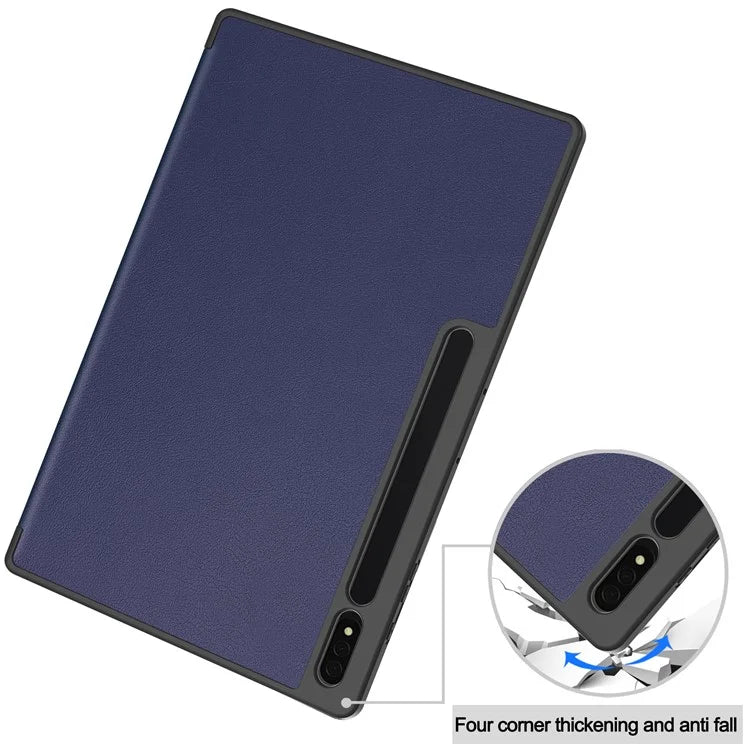 For Samsung Galaxy Tab S10 Ultra Stand Case Shock-Absorbent Leather Tablet Cover with Pen Slot