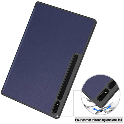 For Samsung Galaxy Tab S10 Ultra Stand Case Shock-Absorbent Leather Tablet Cover with Pen Slot