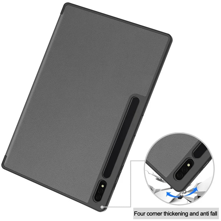 For Samsung Galaxy Tab S10 Ultra Stand Case Shock-Absorbent Leather Tablet Cover with Pen Slot