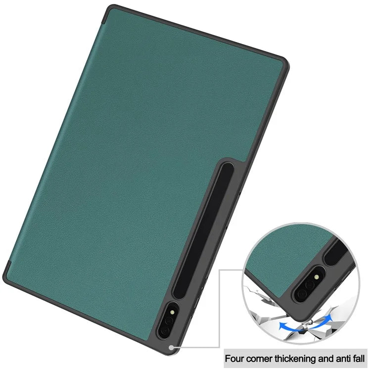 For Samsung Galaxy Tab S10 Ultra Stand Case Shock-Absorbent Leather Tablet Cover with Pen Slot
