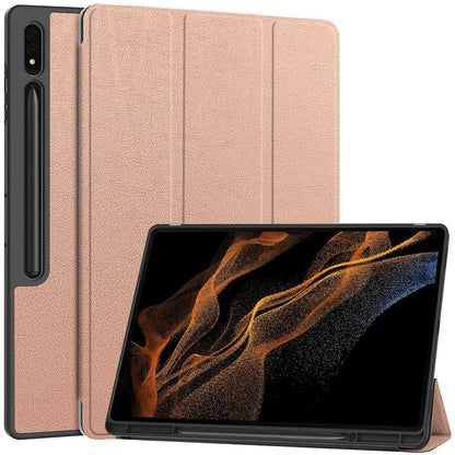 For Samsung Galaxy Tab S10 Ultra Stand Case Shock-Absorbent Leather Tablet Cover with Pen Slot