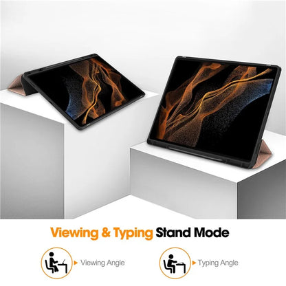 For Samsung Galaxy Tab S10 Ultra Stand Case Shock-Absorbent Leather Tablet Cover with Pen Slot