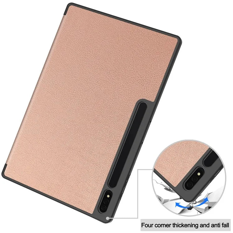 For Samsung Galaxy Tab S10 Ultra Stand Case Shock-Absorbent Leather Tablet Cover with Pen Slot