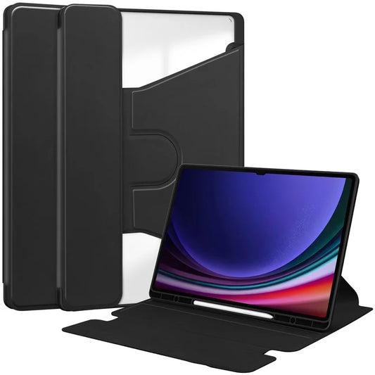 For Samsung Galaxy Tab S10 Ultra Case 360° Rotary Stand PU Leather+Acrylic Tablet Cover (Without Keyboard)