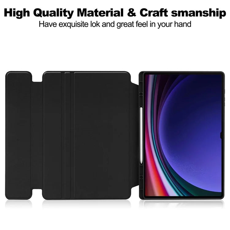 For Samsung Galaxy Tab S10 Ultra Case 360° Rotary Stand PU Leather+Acrylic Tablet Cover (Without Keyboard)