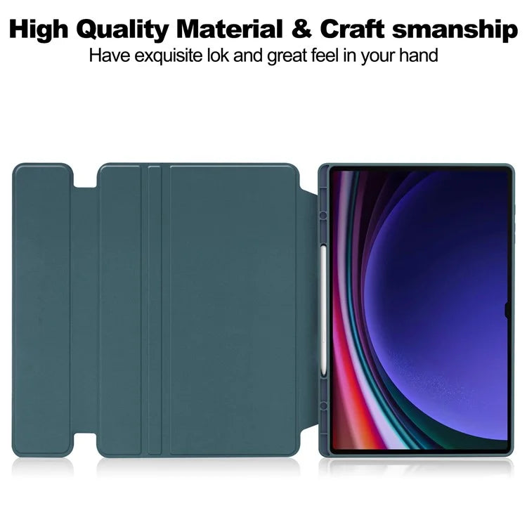 For Samsung Galaxy Tab S10 Ultra Case 360° Rotary Stand PU Leather+Acrylic Tablet Cover (Without Keyboard)
