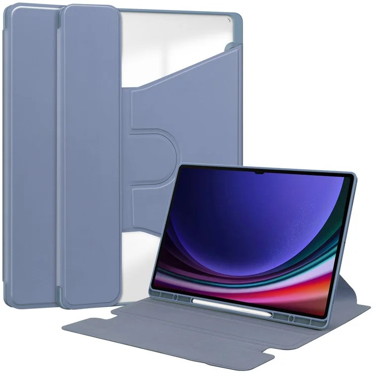 For Samsung Galaxy Tab S10 Ultra Case 360° Rotary Stand PU Leather+Acrylic Tablet Cover (Without Keyboard)