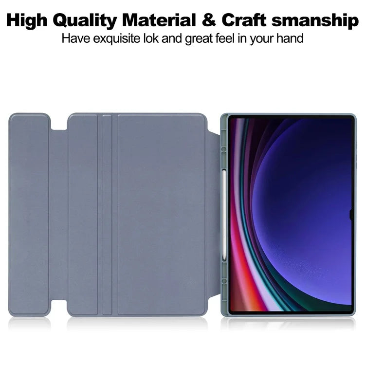 For Samsung Galaxy Tab S10 Ultra Case 360° Rotary Stand PU Leather+Acrylic Tablet Cover (Without Keyboard)