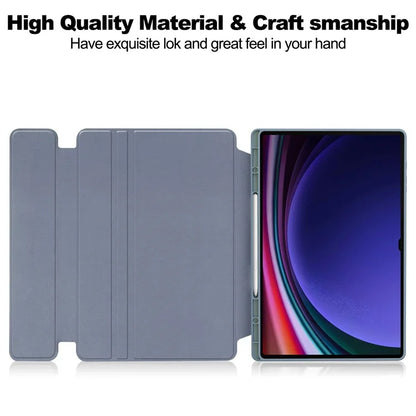 For Samsung Galaxy Tab S10 Ultra Case 360° Rotary Stand PU Leather+Acrylic Tablet Cover (Without Keyboard)