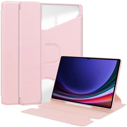 For Samsung Galaxy Tab S10 Ultra Case 360° Rotary Stand PU Leather+Acrylic Tablet Cover (Without Keyboard)