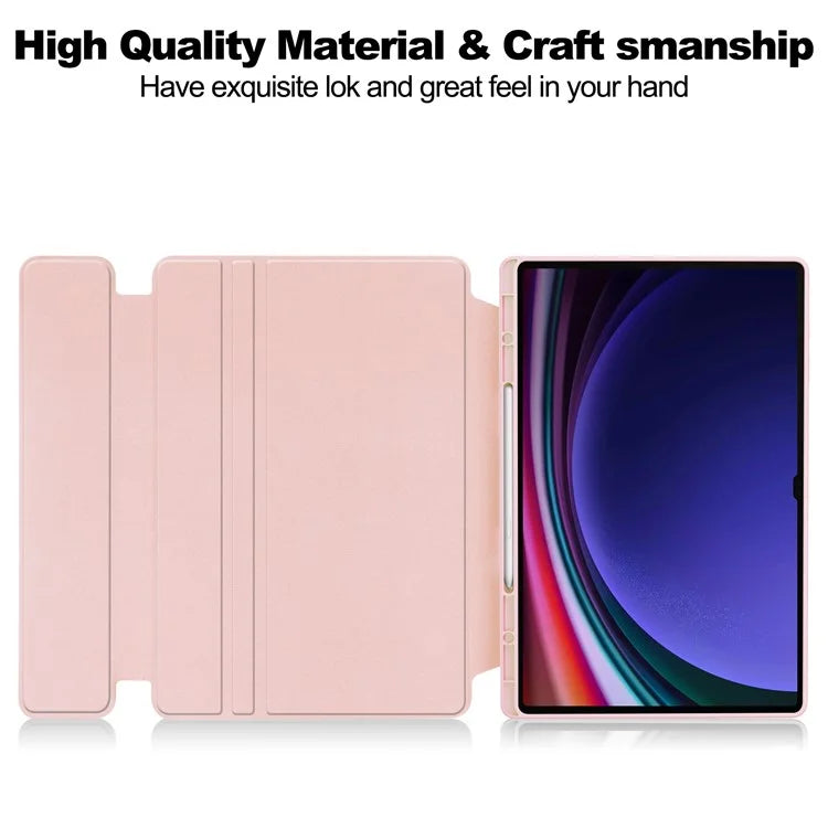 For Samsung Galaxy Tab S10 Ultra Case 360° Rotary Stand PU Leather+Acrylic Tablet Cover (Without Keyboard)