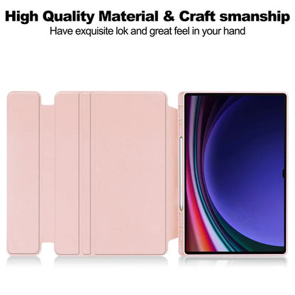 For Samsung Galaxy Tab S10 Ultra Case 360° Rotary Stand PU Leather+Acrylic Tablet Cover (Without Keyboard)