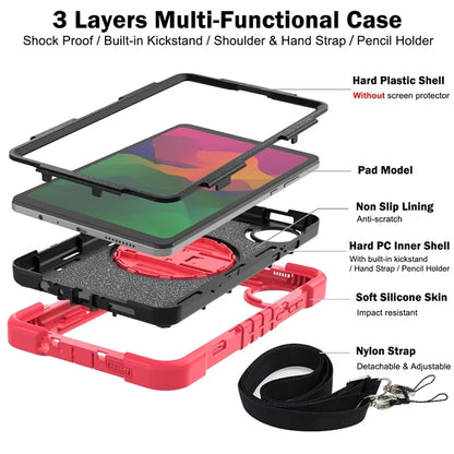 For Xiaomi Redmi Pad SE 4G Case Silicone+PC Kickstand Tablet Cover with Shoulder Strap