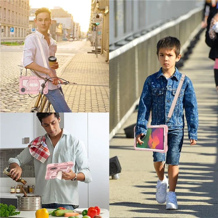 For Xiaomi Redmi Pad SE 4G Case Silicone+PC Kickstand Tablet Cover with Shoulder Strap