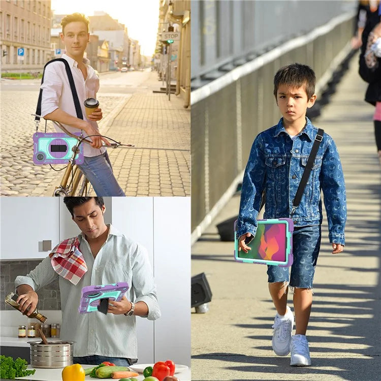 For Xiaomi Redmi Pad SE 4G Case Silicone+PC Kickstand Tablet Cover with Shoulder Strap