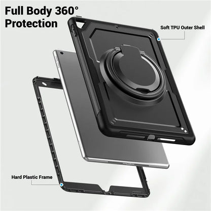 For iPad 10.2 (2021) / (2020) / (2019) / iPad Pro 10.5-inch (2017) / iPad Air 10.5 inch Case with Strap Kickstand PC+TPU Tablet Cover