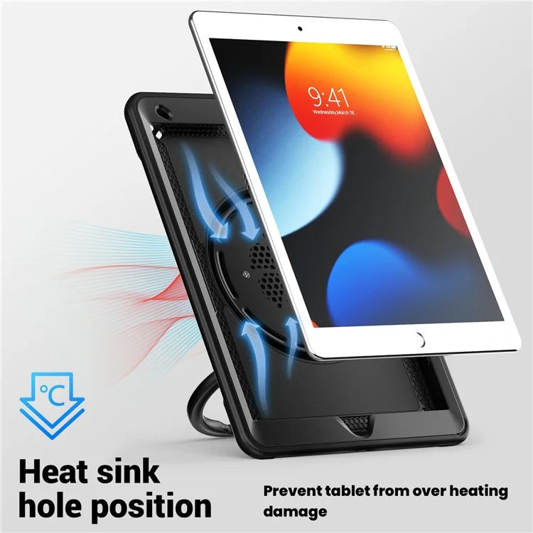 For iPad 10.2 (2021) / (2020) / (2019) / iPad Pro 10.5-inch (2017) / iPad Air 10.5 inch Case with Strap Kickstand PC+TPU Tablet Cover