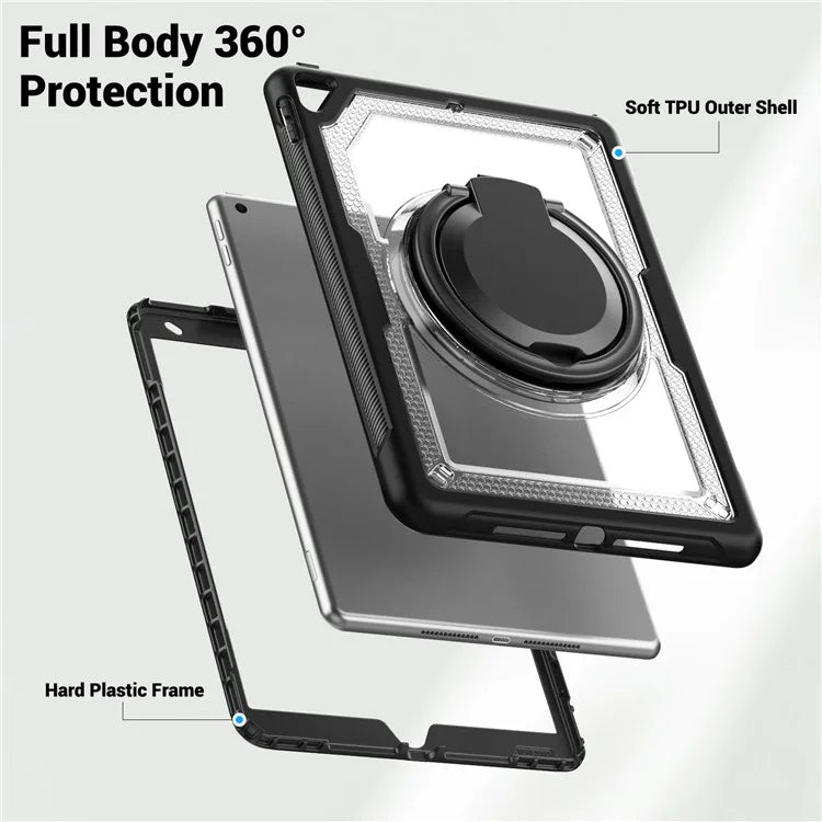 For iPad 10.2 (2021) / (2020) / (2019) / iPad Pro 10.5-inch (2017) / iPad Air 10.5 inch Case with Strap Kickstand PC+TPU Tablet Cover