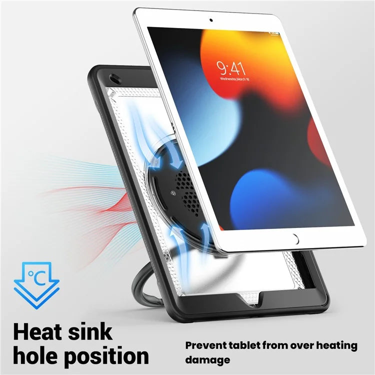 For iPad 10.2 (2021) / (2020) / (2019) / iPad Pro 10.5-inch (2017) / iPad Air 10.5 inch Case with Strap Kickstand PC+TPU Tablet Cover