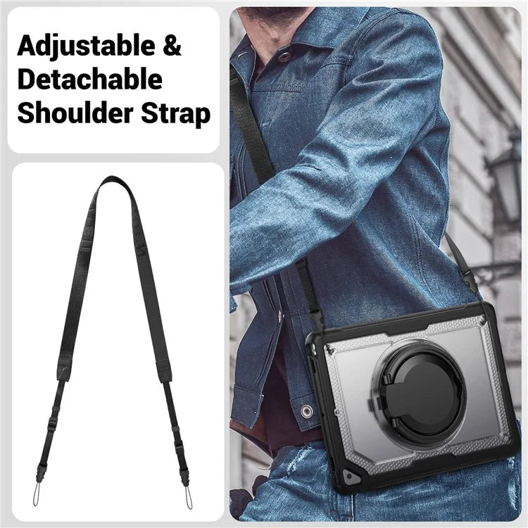 For iPad 10.2 (2021) / (2020) / (2019) / iPad Pro 10.5-inch (2017) / iPad Air 10.5 inch Case with Strap Kickstand PC+TPU Tablet Cover