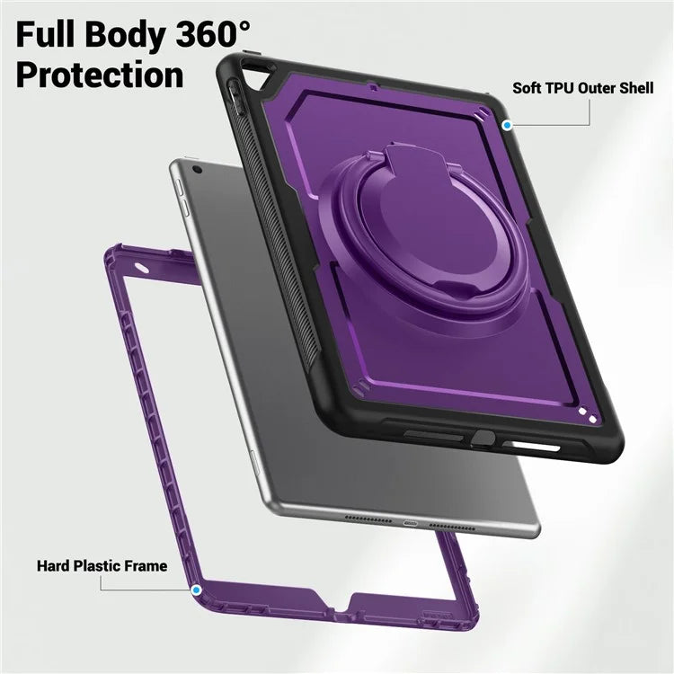 For iPad 10.2 (2021) / (2020) / (2019) / iPad Pro 10.5-inch (2017) / iPad Air 10.5 inch Case with Strap Kickstand PC+TPU Tablet Cover