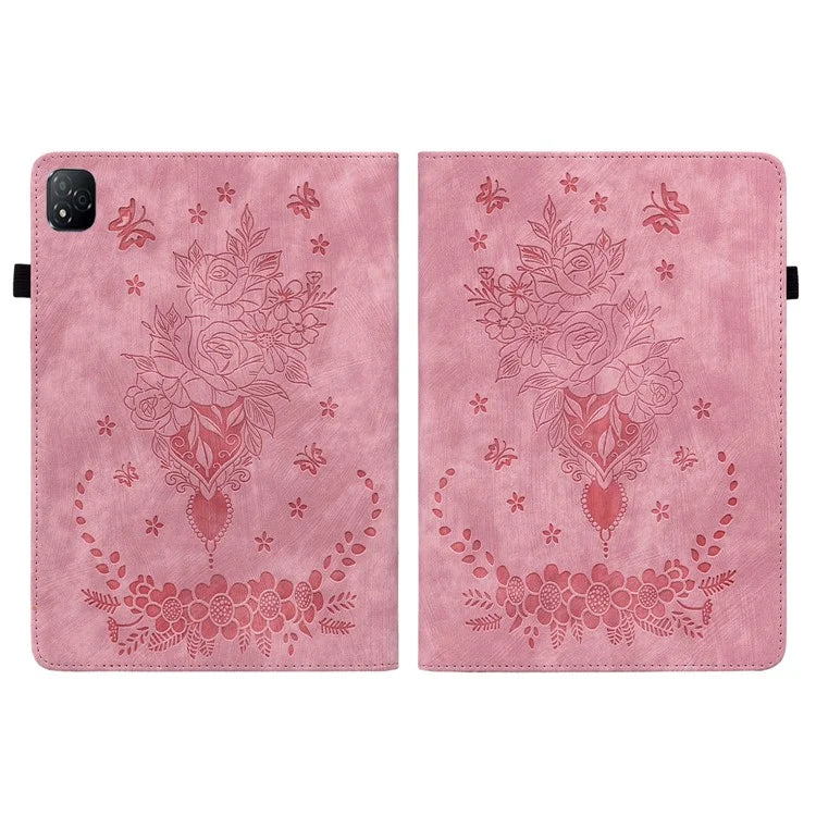 For Infinix Xpad Case Card Holder Anti-Scratch Leather Cover Rose Flower Imprint