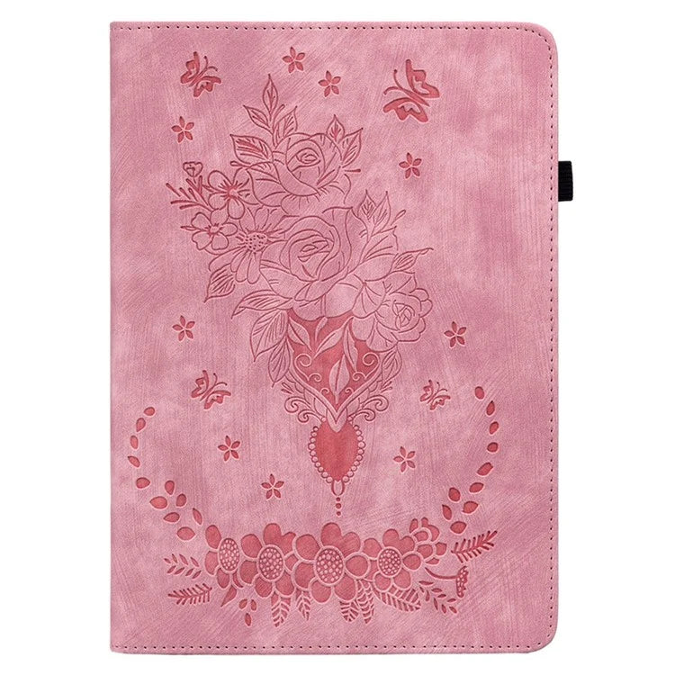 For Infinix Xpad Case Card Holder Anti-Scratch Leather Cover Rose Flower Imprint