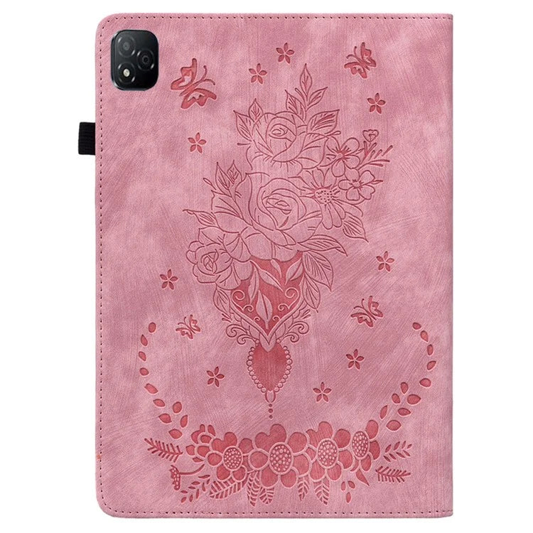 For Infinix Xpad Case Card Holder Anti-Scratch Leather Cover Rose Flower Imprint