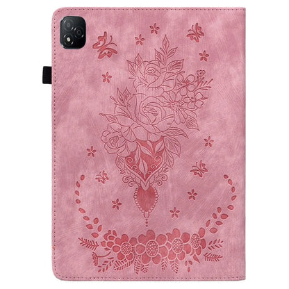 For Infinix Xpad Case Card Holder Anti-Scratch Leather Cover Rose Flower Imprint