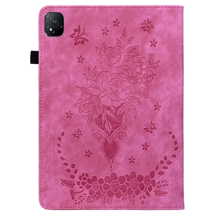 For Infinix Xpad Case Card Holder Anti-Scratch Leather Cover Rose Flower Imprint