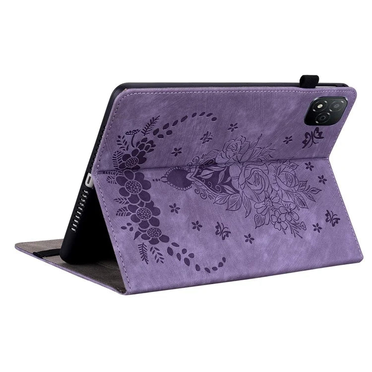 For Infinix Xpad Case Card Holder Anti-Scratch Leather Cover Rose Flower Imprint