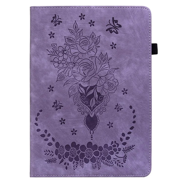 For Infinix Xpad Case Card Holder Anti-Scratch Leather Cover Rose Flower Imprint