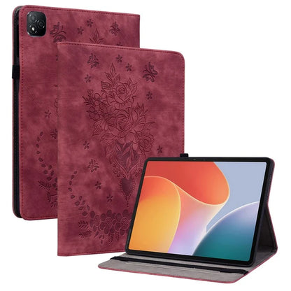 For Infinix Xpad Case Card Holder Anti-Scratch Leather Cover Rose Flower Imprint