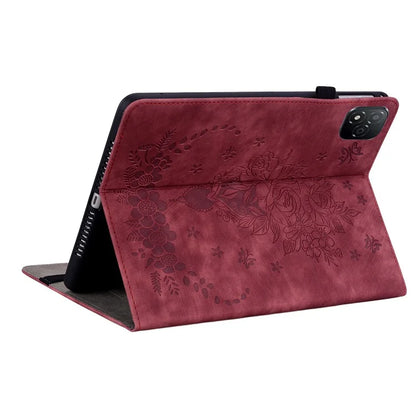 For Infinix Xpad Case Card Holder Anti-Scratch Leather Cover Rose Flower Imprint